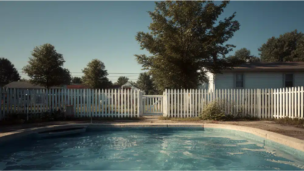 Fence around a modern pool