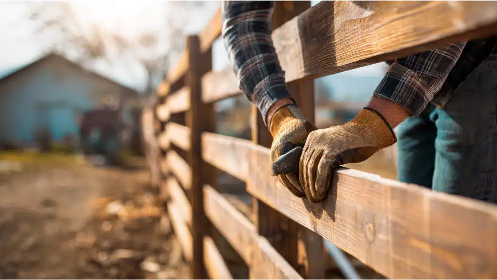 contrator worke on the wood fence