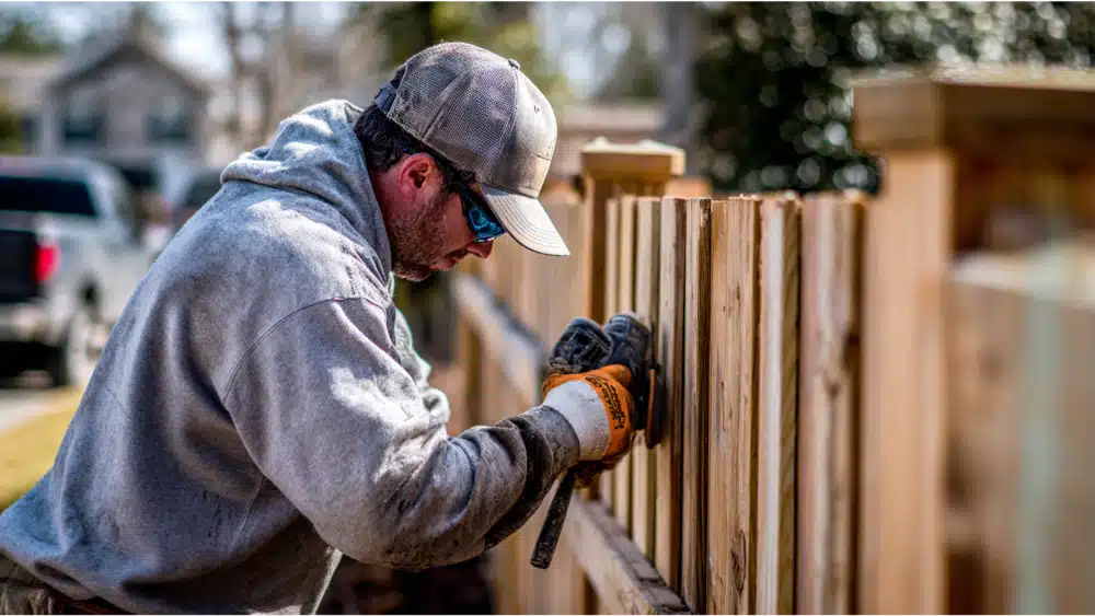 Experienced contrator worke on the wood fence