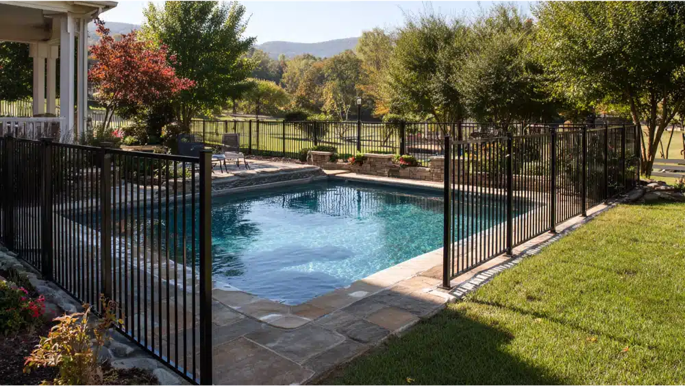 fence around a pool for scurity purpose