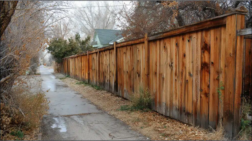 Wood fence around a street