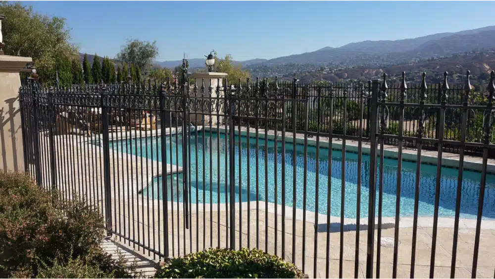 Steel fence around a pool