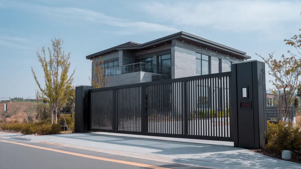 Security gate of a modern building in america