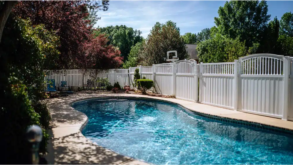 steel fence around a pool