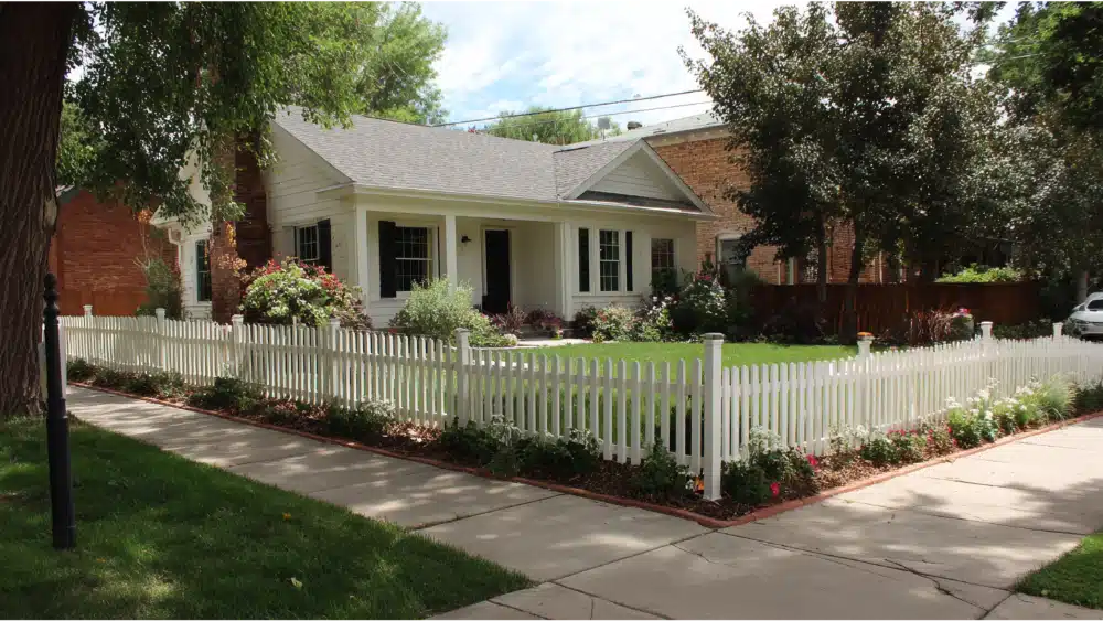 front yard wood frence in a modern house