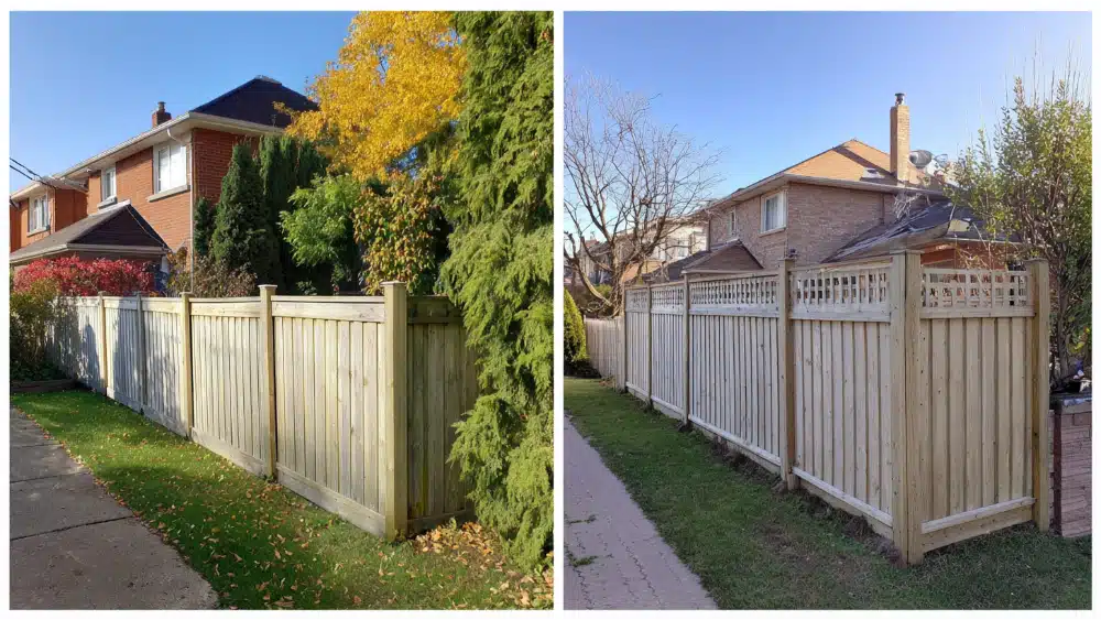 veniyl fence before and afer maintenance