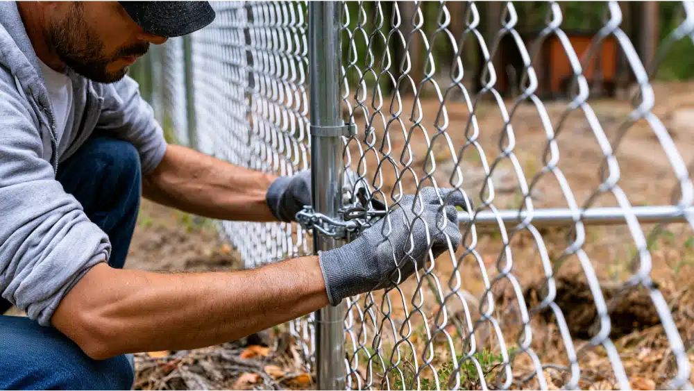Newly installed chain link fence