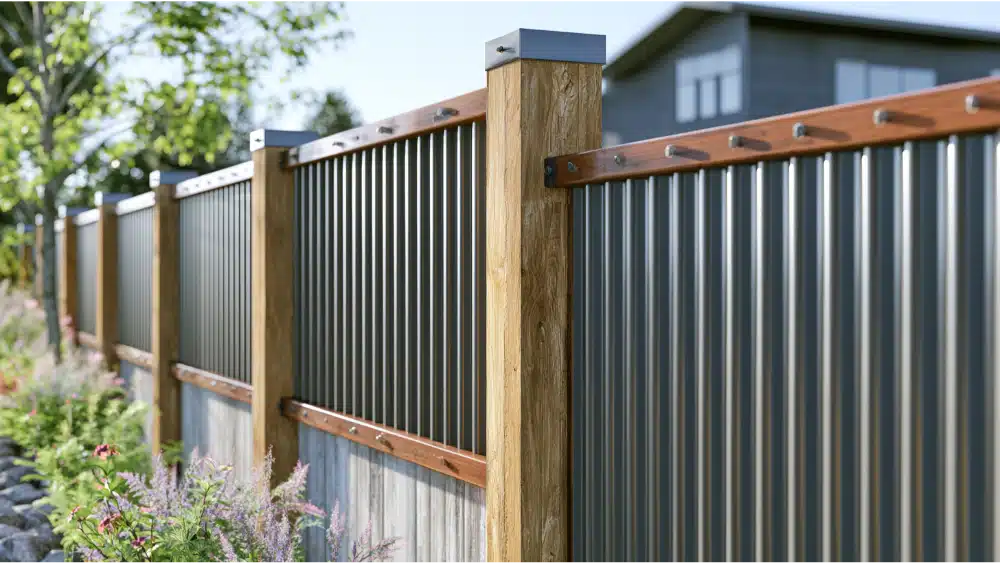 Fence frame with metal panels