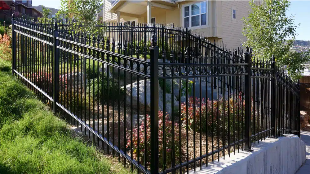 Metal fence on a slope