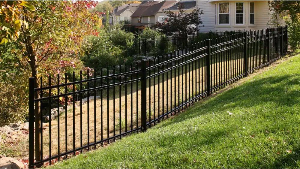 Fence installed on slope