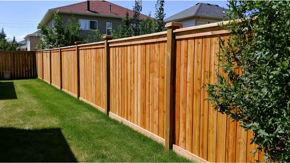 Finished wood privacy fence