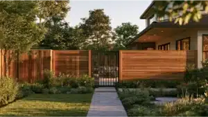 Custom residential fence providing privacy, security, property separation, and curb appeal