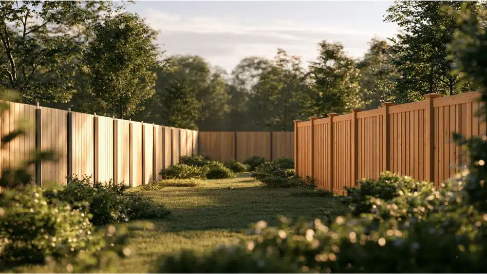 Comparison of a hidden steel post fence system and traditional wood fence posts