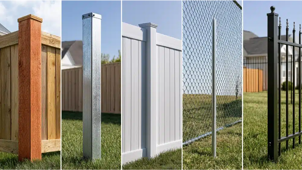 Comparison of wood, steel, vinyl, chain link, and ornamental iron fence posts