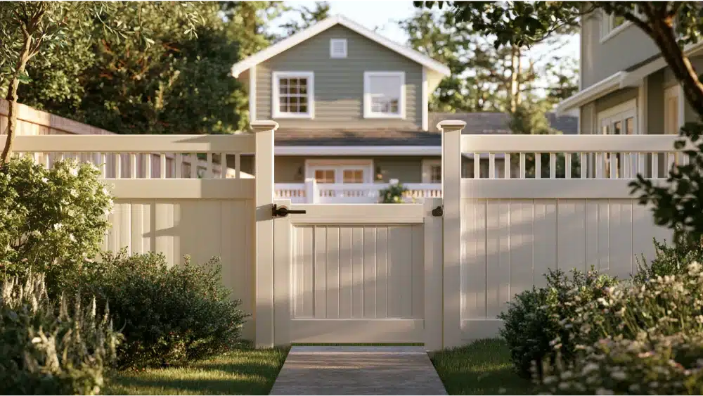 Lockable gate latch on a residential privacy fence for secure backyard access