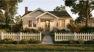 Classic white picket fence surrounding the front yard of a Sacramento-area home